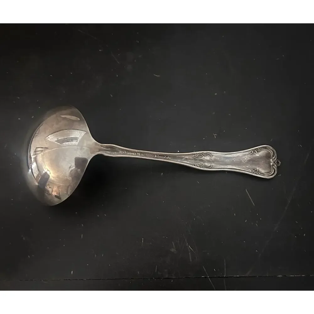 Antique National Double Tested Silverplate Queen Elizabeth Gravy Ladle